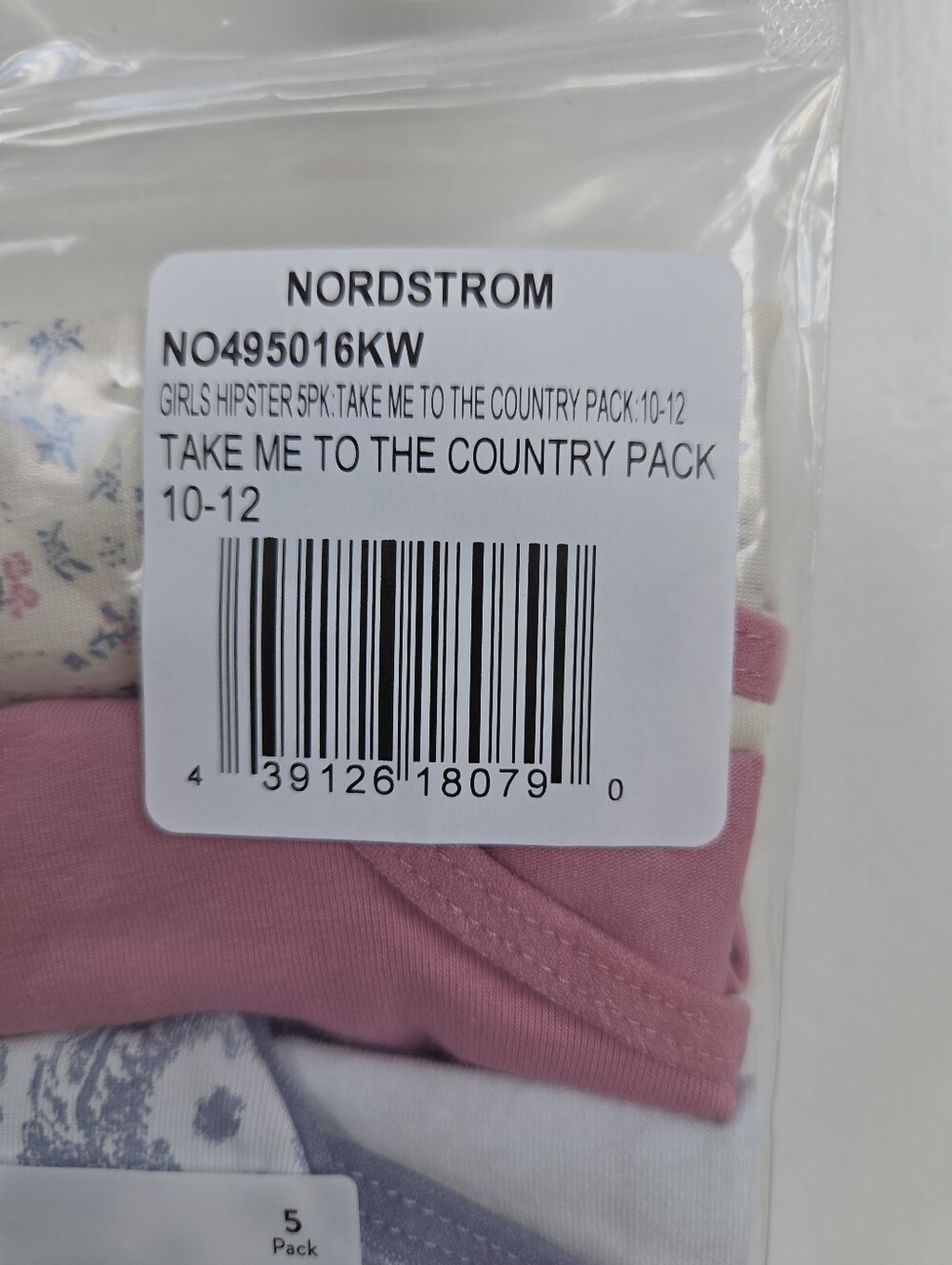 Nordstrom Rack Girls Panties Underwear Hipster 5 PACK Size 10/12 Multicolor - Picture 4 of 5